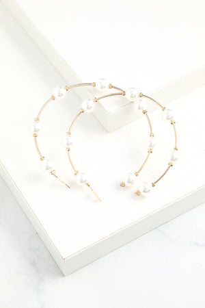 White Pearl Circle Earrings - KissProm