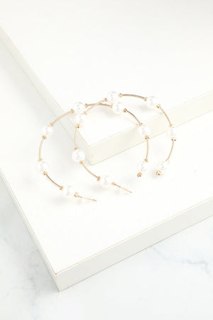 White Pearl Circle Earrings - KissProm