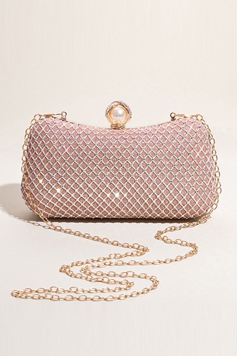 Glitter Blush Beaded Party Clutch - KissProm