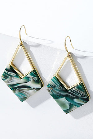 Green Diamond Long Earrings - KissProm