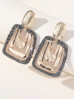 Silver Vintage Square Earrings - KissProm