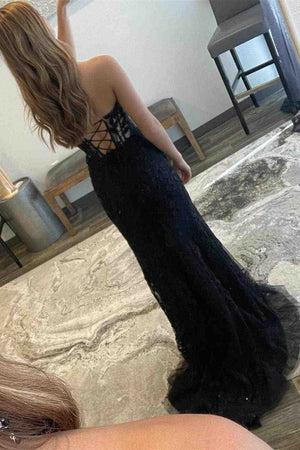 Mermaid Strapless Corset Lace Prom Dress with Slit – Prom Dress by KissProm | Available at KissProm